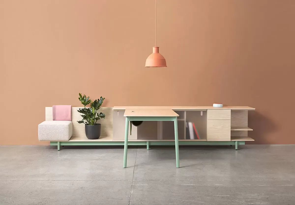 Desk and coordinating furniture for a private office