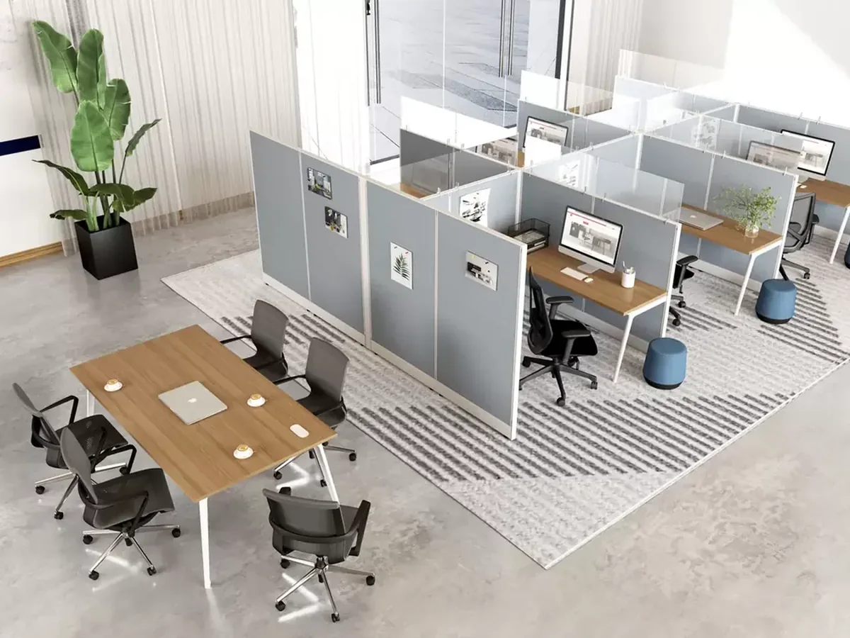 Coordinated office furniture and workstation layout