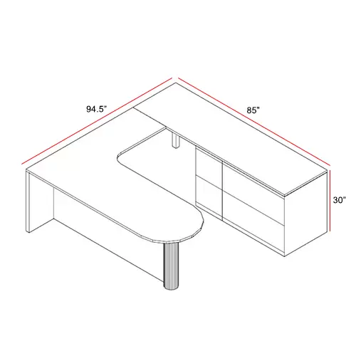 U-Shaped Desk w/ Storage - Image 2