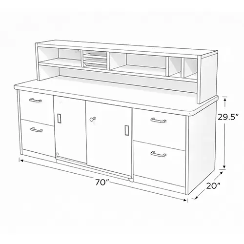 Credenza/ Storage Cabinet w/ Hutch Organizer - Image 2