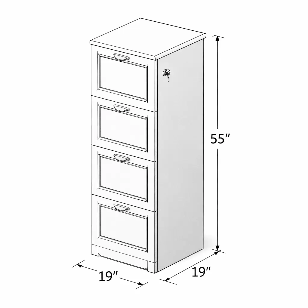4-Drawer File Cabinet w/ Key - Image 4